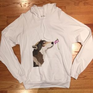 NWOT White hoodie with dog graphic